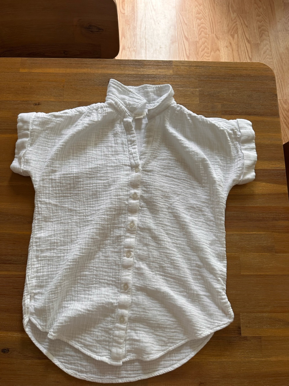Caslon White Short-Sleeve Button Down Gauze Shirt
